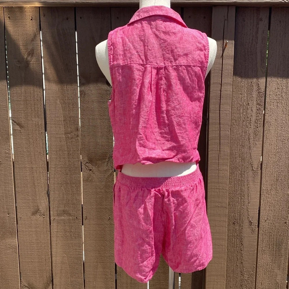 Joie Toinette Linen Pink Chambray Sleeveless Romper - Picture 9 of 16
